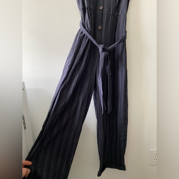 Vintage style striped cotton romper light denim cotton - Picture 2 of 11